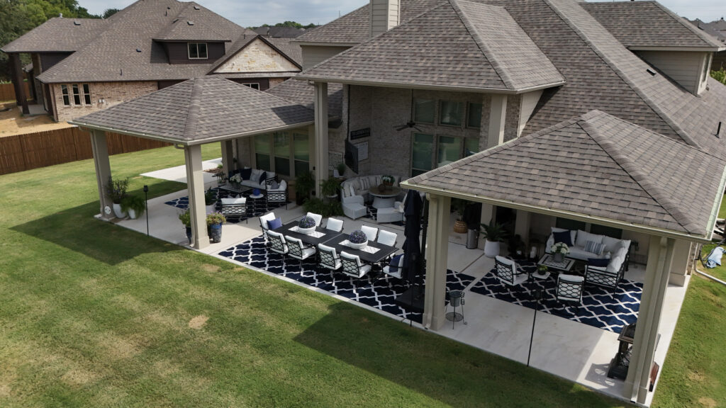 Triple Tiered-Pergola with Outdoor TV Installations by Centennial Contracting & Roofing